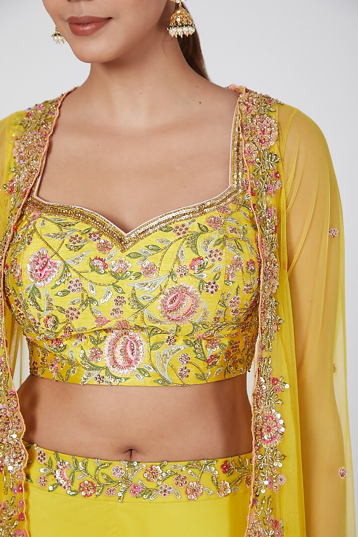 Yellow Embroidered Wedding Sharara Set by Megha & Jigar at Pernia's Pop Up Shop