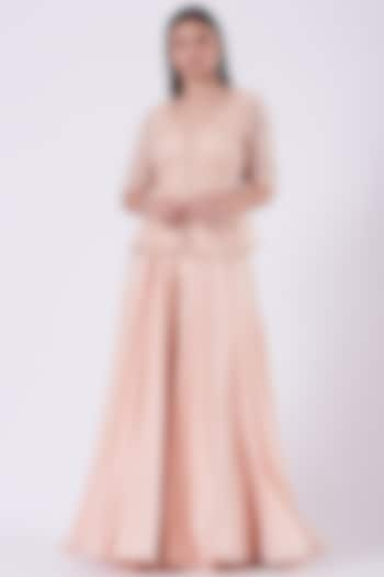 Blush Pink Flat Chiffon Sharara Set by Megha & Jigar at Pernia's Pop Up Shop