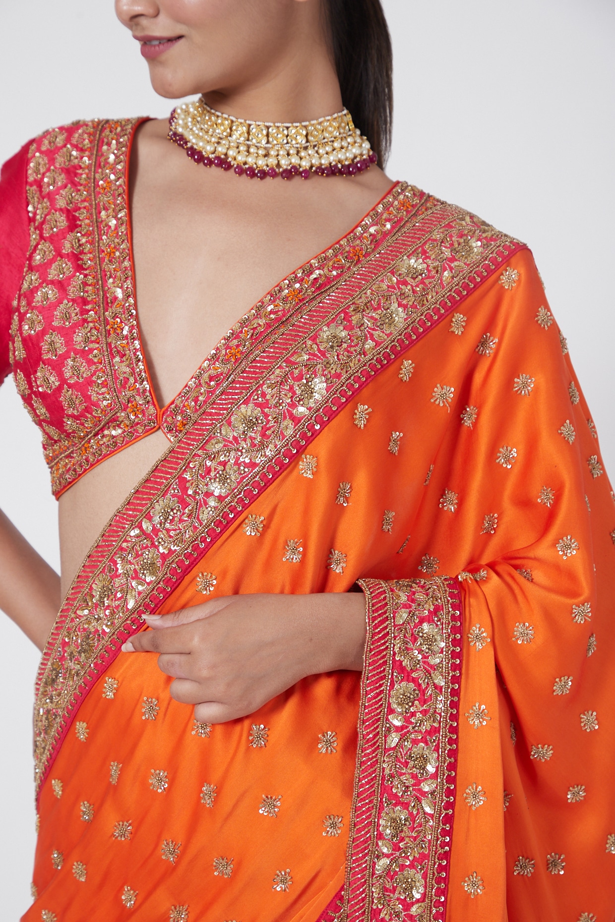 Shop Now Latest Wedding Wear Orange color Sarees online | Ethnic Plus