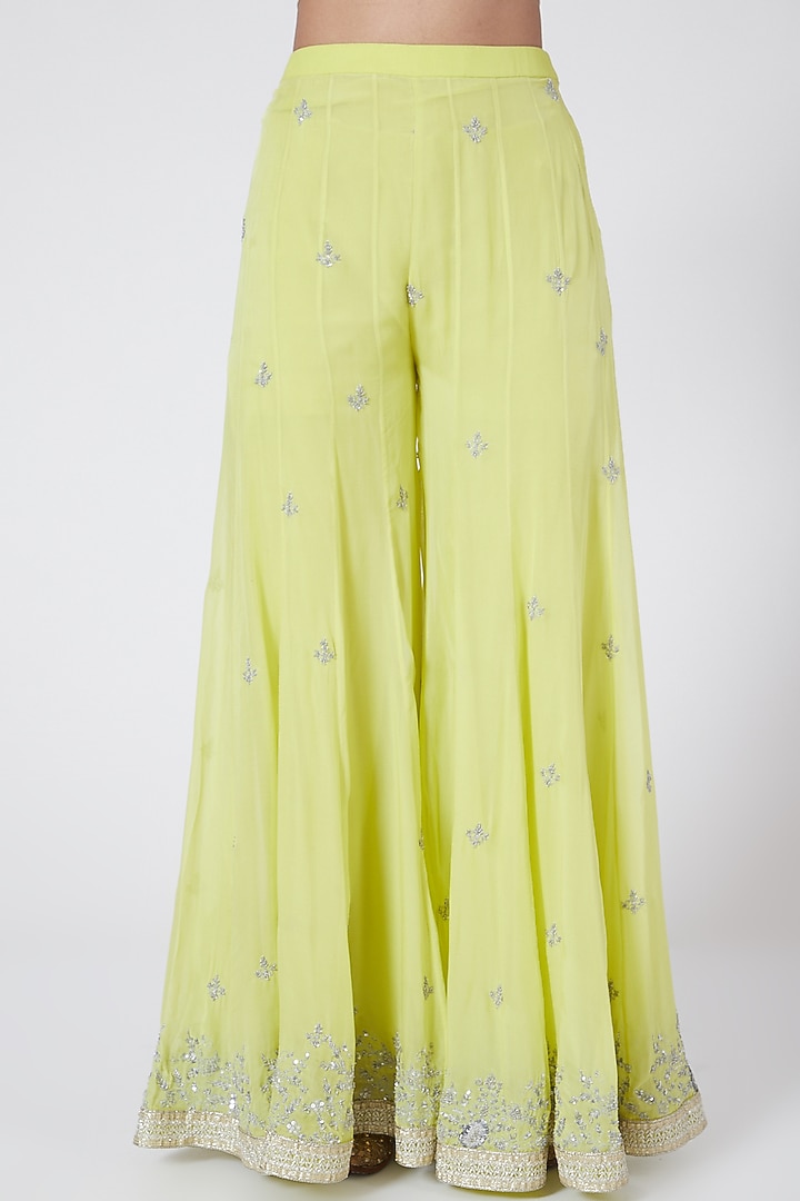 Lime Yellow Embroidered Wedding Sharara Set by Megha & Jigar at Pernia's Pop Up Shop