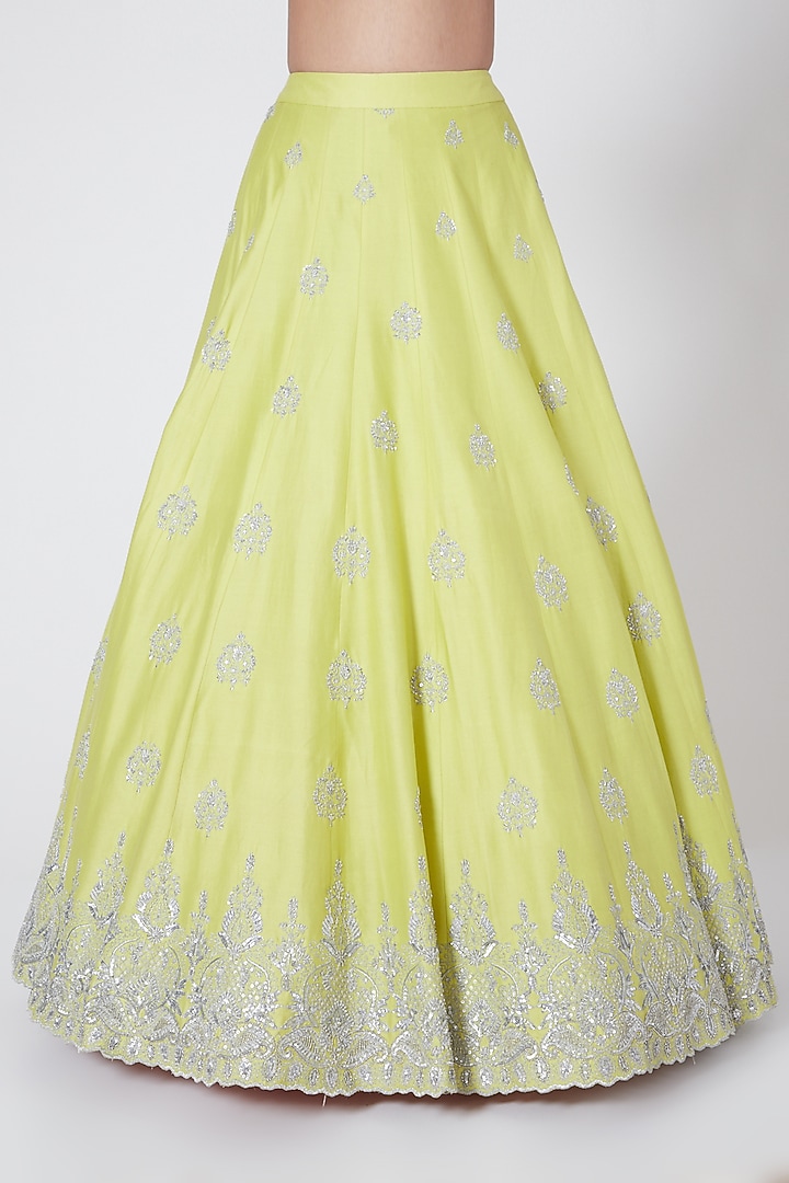Lime Yellow Embroidered Wedding Lehenga Set by Megha & Jigar at Pernia's Pop Up Shop