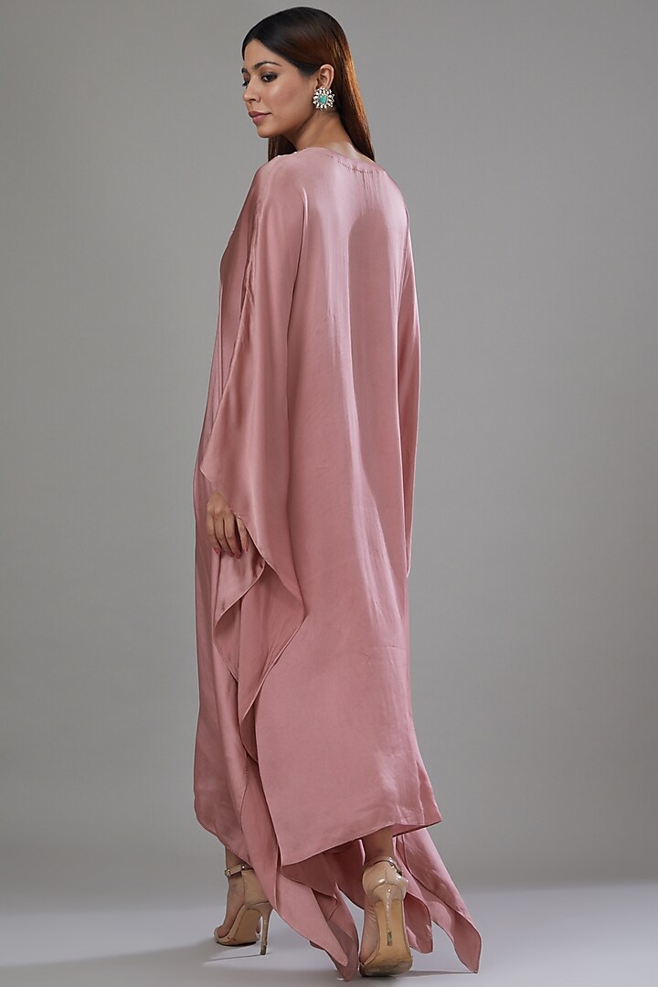 Mauve Satin Georgette Embroidered Kaftan Set by Megha & Jigar at Pernia's Pop Up Shop