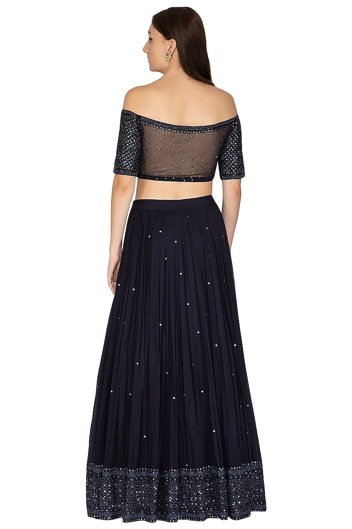 Midnight Green Embroidered Lehenga set