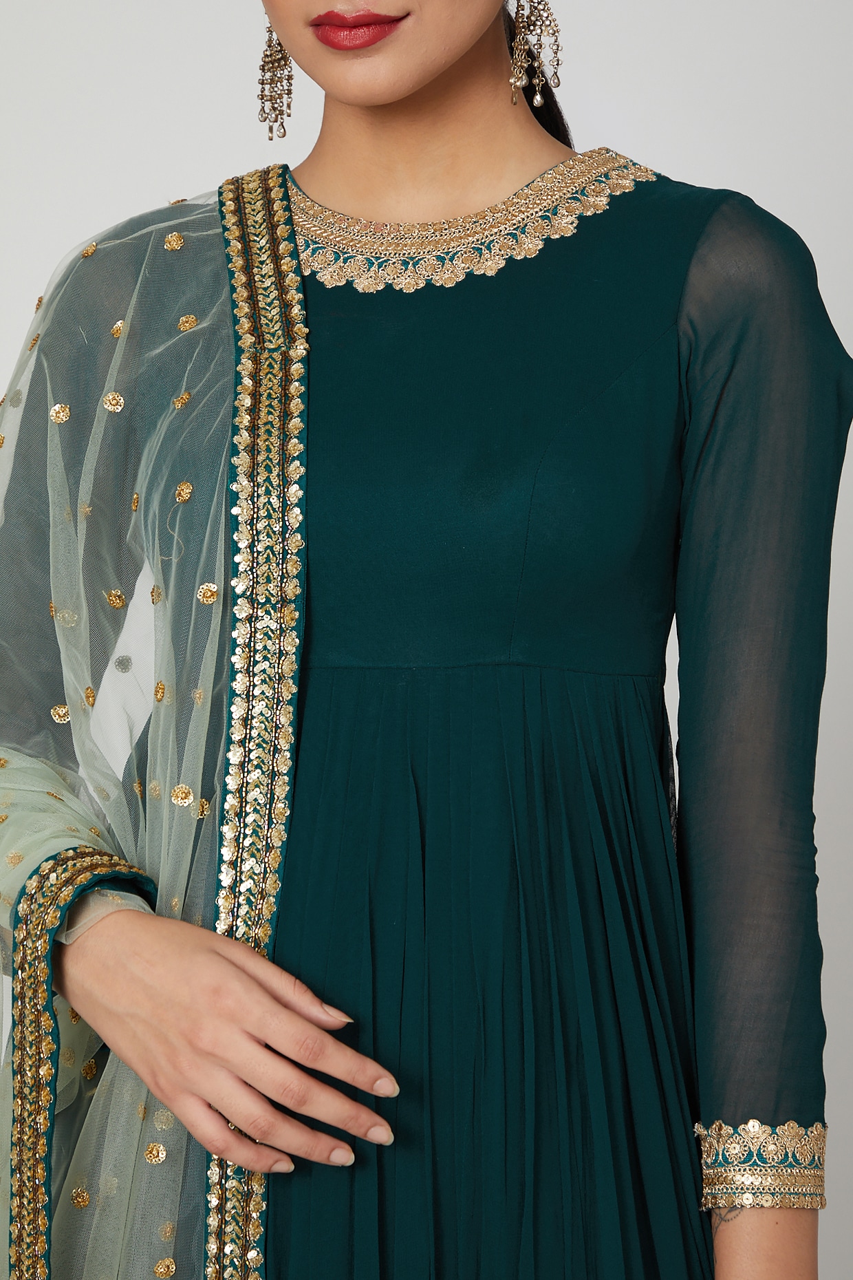 Emerald green 2024 anarkali dress