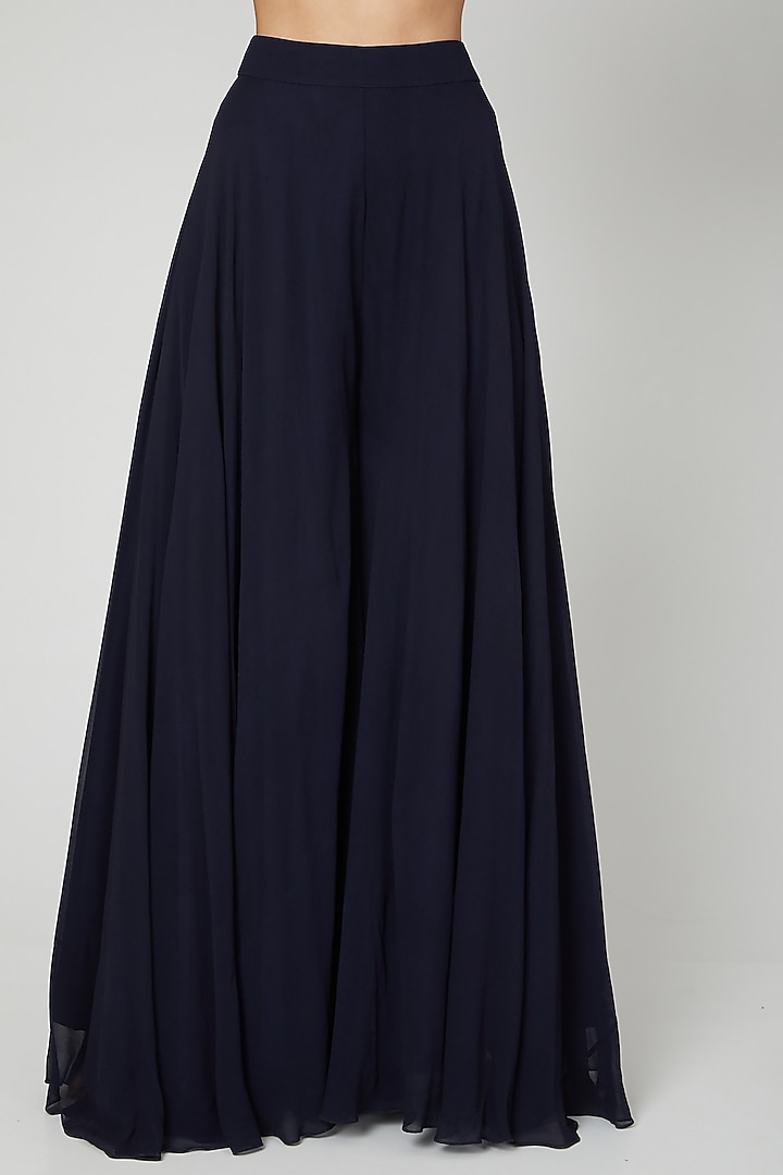 Midnight Blue Embroidered Wedding Sharara Set by Megha & Jigar at Pernia's Pop Up Shop