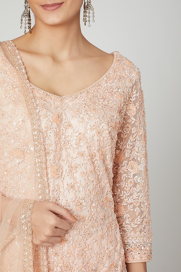 Mauve Embroidered Wedding Sharara Set by Megha & Jigar at Pernia's Pop Up Shop
