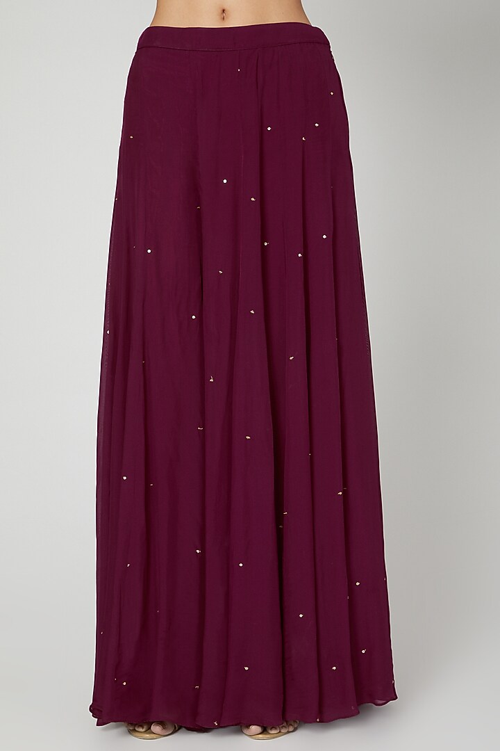 Wine Embroidered Kurta Set by Megha & Jigar at Pernia's Pop Up Shop