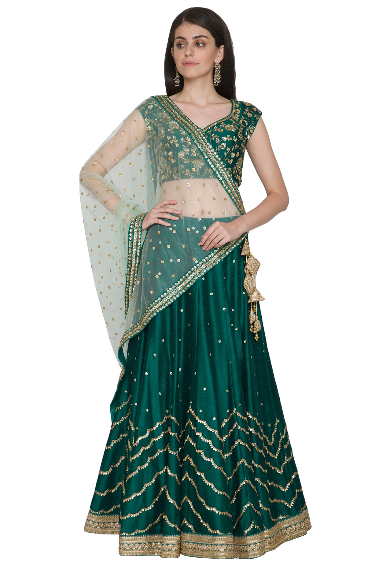 Peacock Green Embroidered Lehenga set by Megha Jigar at Pernia s Pop Up Shop 2024