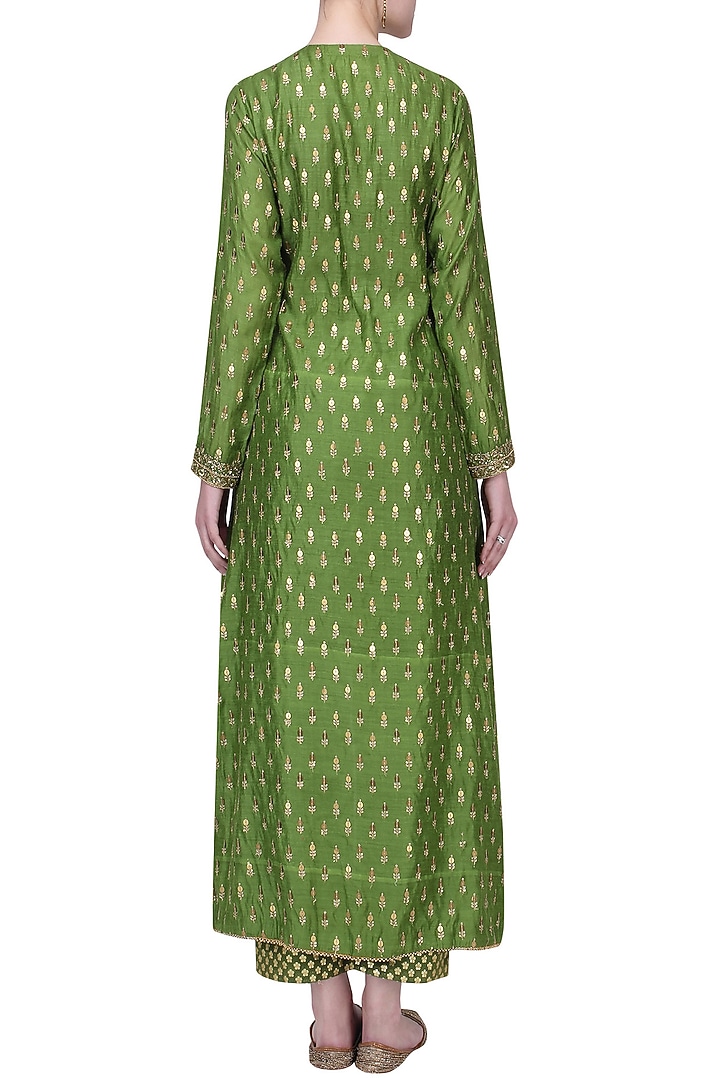 Mehandi green sequins work kurta set available only at Pernia's Pop Up Shop.