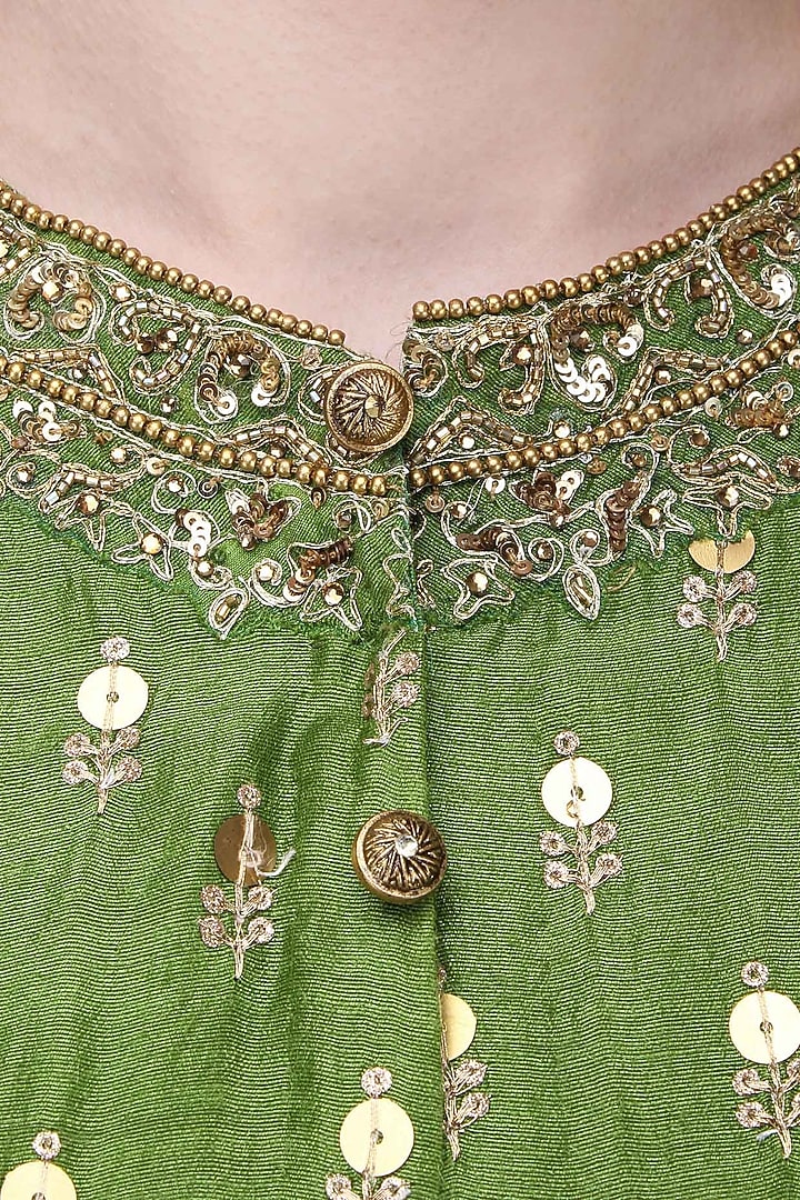 Mehandi green sequins work kurta set available only at Pernia's Pop Up Shop.
