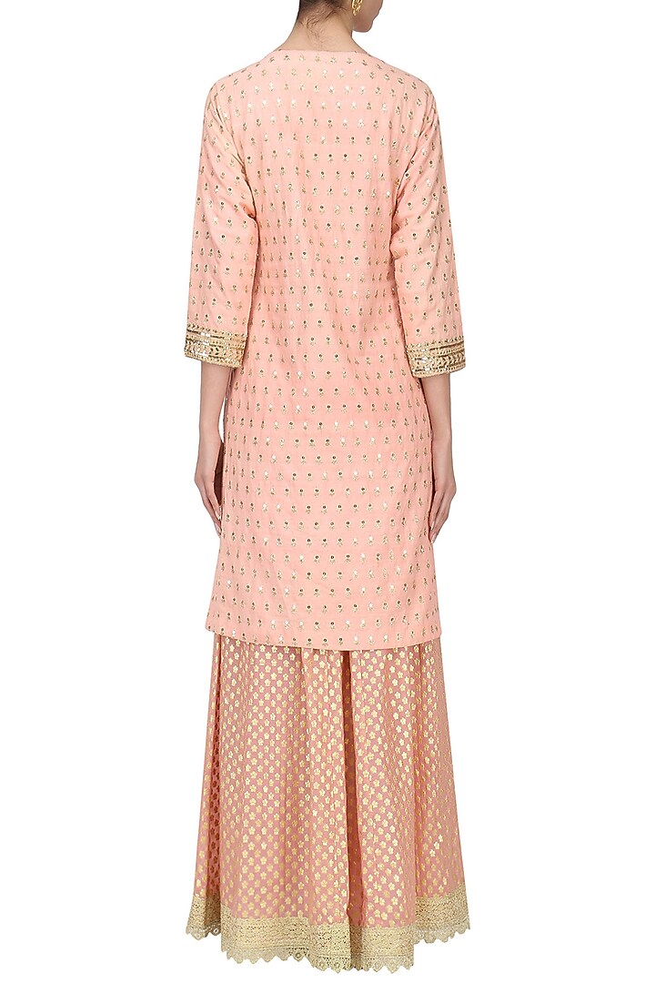 Light pink sequins embroidered sharara set available only at Pernia's Pop Up Shop.