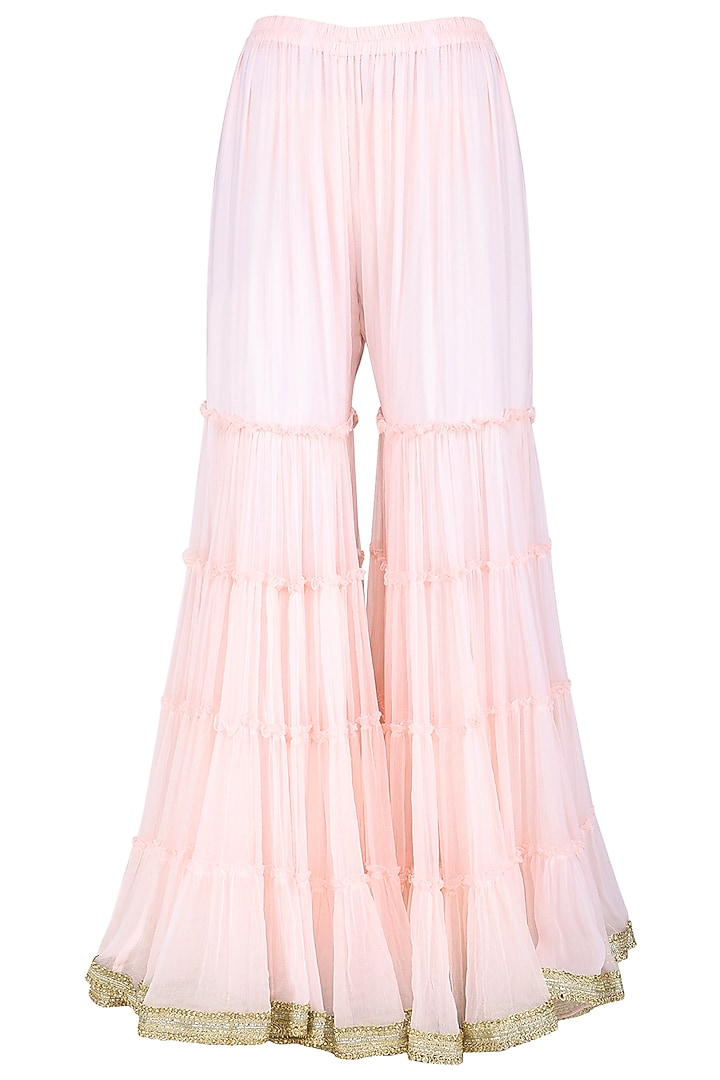 Baby pink embroidered kurta with gharara pants set available only at Pernia's Pop Up Shop.