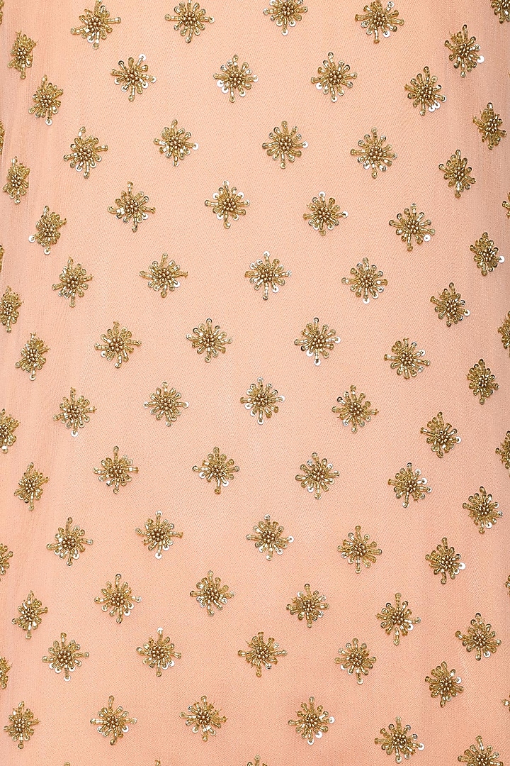 Peach embroidered kurta with gharara pants set available only at Pernia's Pop Up Shop.