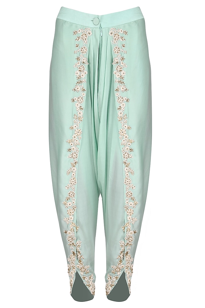 Aqua blue embroidered kurta with dhoti pants set available only at Pernia's Pop Up Shop.