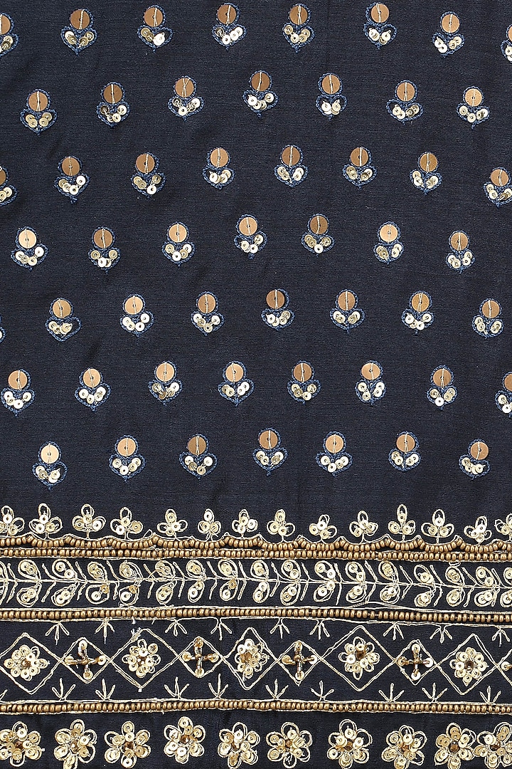 Dark blue embroidered kurta with gharara pants set available only at Pernia's Pop Up Shop.