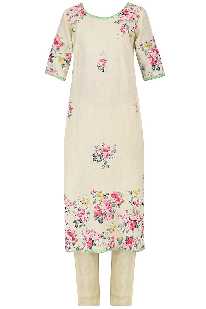 Lemon floral work kurta set available only at Pernia's Pop Up Shop.