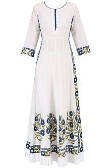 White handpaint straight anarkali and palazzo pants set available only ...