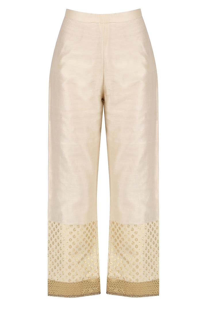 Off white chanderi anarkali kurta and palazzo pants set available only at Pernia's Pop Up Shop.