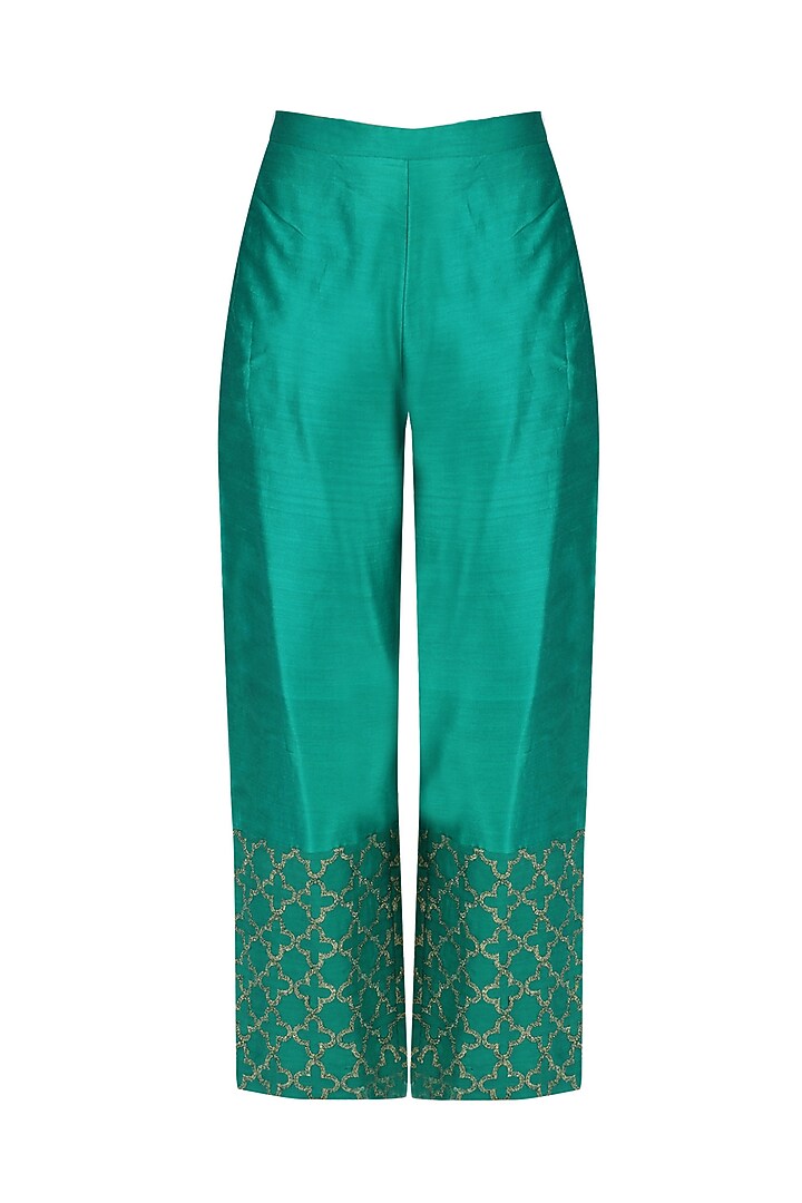 Green chanderi kurta and palazzo pants set available only at Pernia's Pop Up Shop.