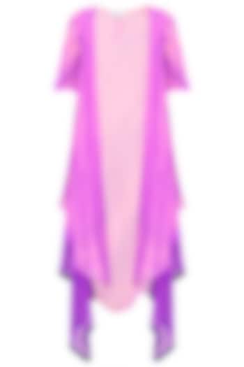 Pink and purple shibori jacket with omre drape dress available only at Pernia's Pop Up Shop.