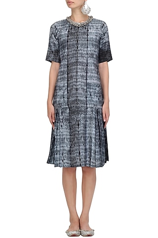 Black and White Pleated Dress by Megha & Jigar
