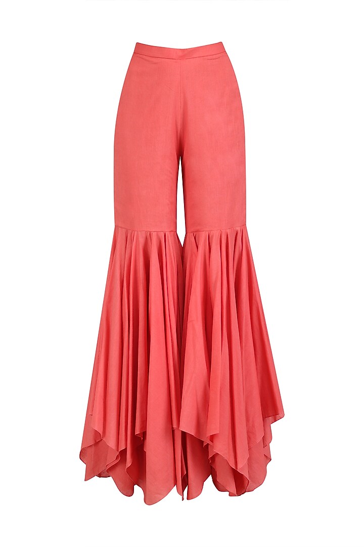 Peach chanderi kurta and gharara pants set available only at Pernia's Pop Up Shop.