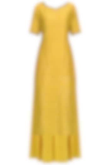 Yellow chanderi kurta and sharara pants set available only at Pernia's Pop Up Shop.