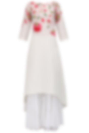 White Handpaint kurta And Gharara Set available only at Pernia's Pop Up Shop.