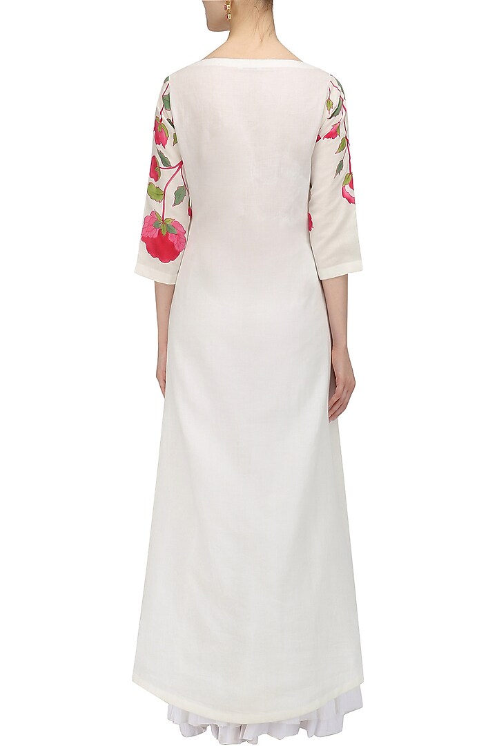 White Handpaint kurta And Gharara Set available only at Pernia's Pop Up Shop.