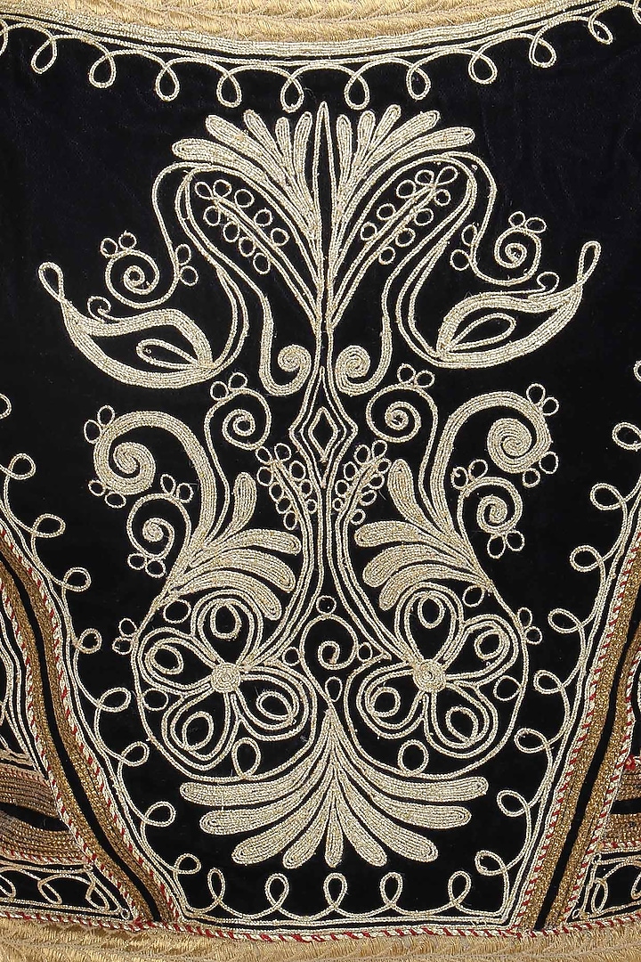 Gold Embroidered Lehenga And Navy Blue Blouse Set available only at Pernia's Pop Up Shop.