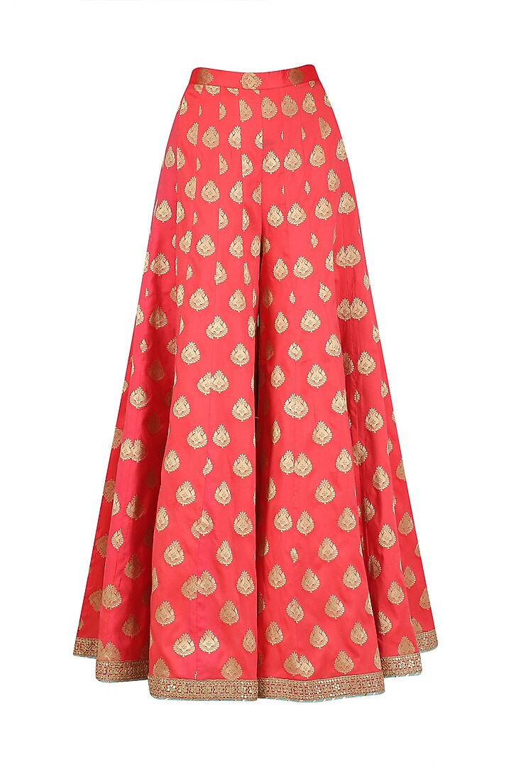 Orange Embroidered Kurta With Banarasi Sharara Pants available only at Pernia's Pop Up Shop.