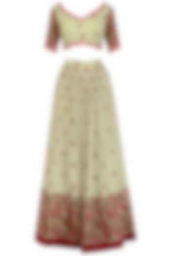 Mint Green Mirror work Lehenga and Blouse Set available only at Pernia's Pop Up Shop.