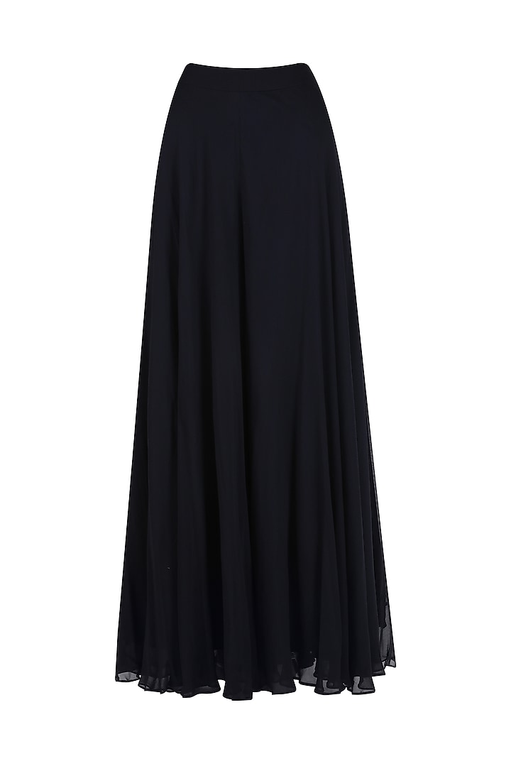 Navy blue embroidered jacket and sharara pants set available only at Pernia's Pop Up Shop.