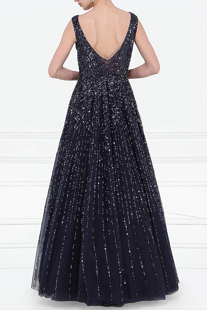 Navy blue embroidered gown available only at Pernia's Pop Up Shop.