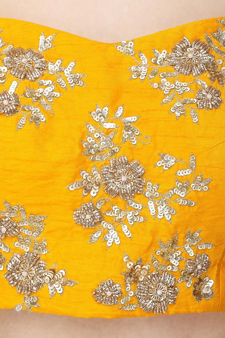 Mustard embroidered bustier and sharara set with Mint cape available only at Pernia's Pop Up Shop.