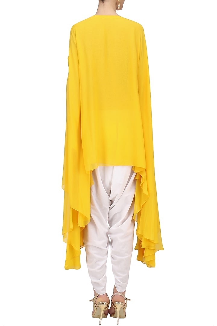 Mustard embroidered tunic with Off white Dhoti pants available only at Pernia's Pop Up Shop.