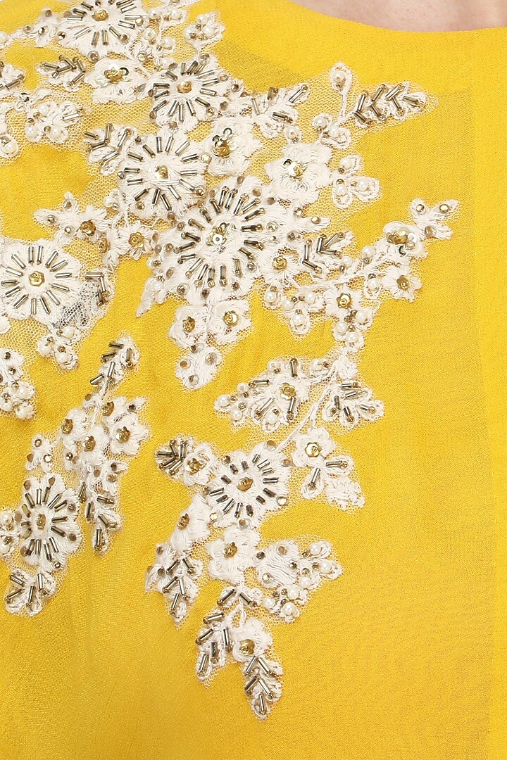 Mustard embroidered tunic with Off white Dhoti pants available only at Pernia's Pop Up Shop.