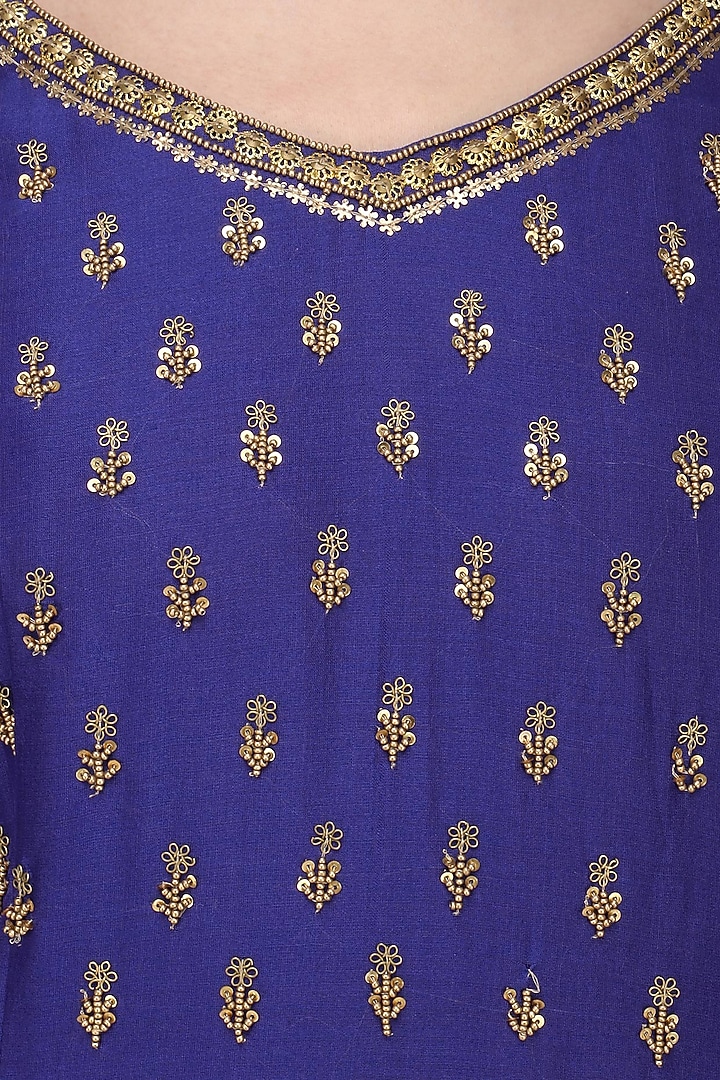 Royal blue embroidered kurta set available only at Pernia's Pop Up Shop.