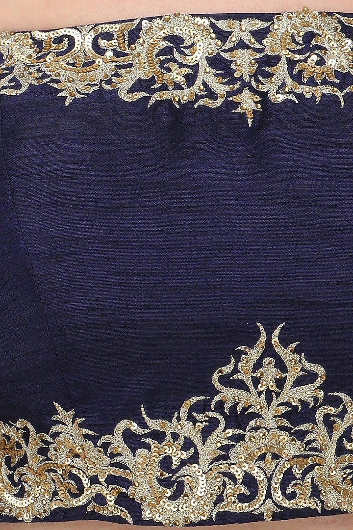 Navy Blue embroidered off shoulder Lehenga Set available only at Pernia's Pop Up Shop.