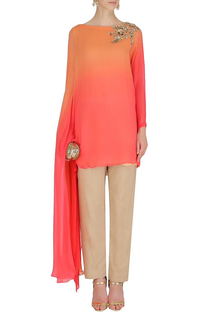 Peach ombre draped tunic available only at Pernia's Pop Up Shop.
