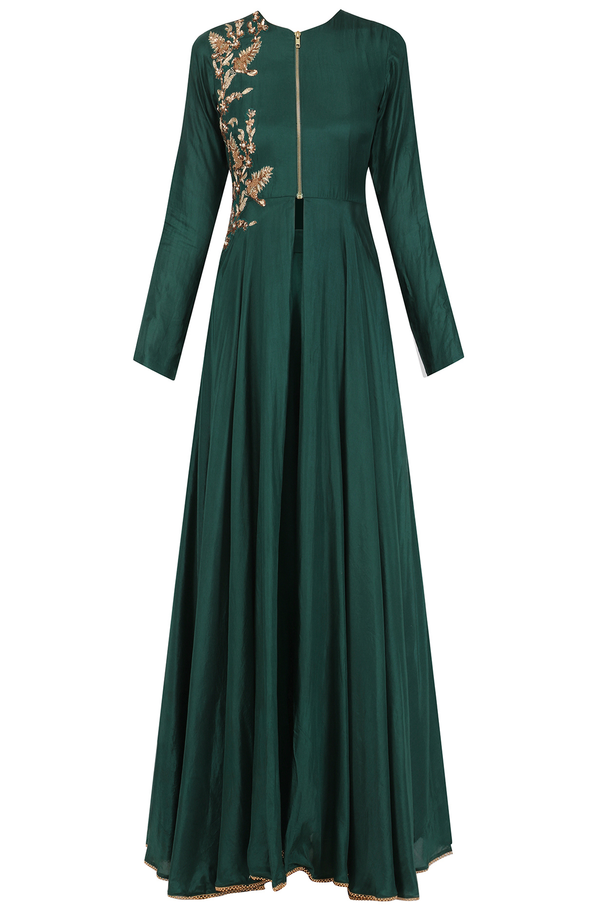 Green sequins embroidered jacket and sharara set available only at Pernia's Pop Up Shop.