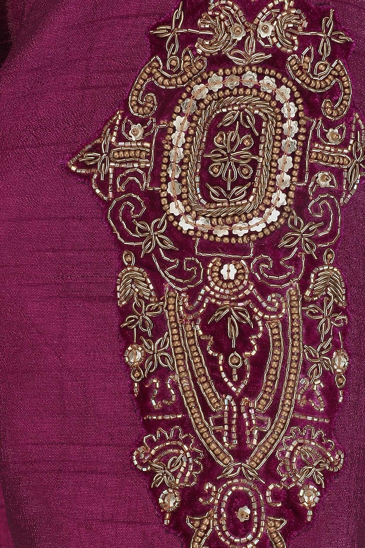 Wine sequins embroidered anarkali with dupatta and belt available only at Pernia's Pop Up Shop.