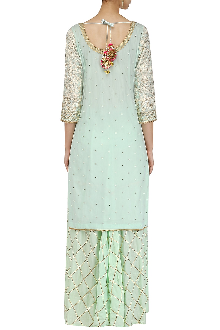 Pista sequins embroidered kurta and gotapatti sharara set available only at Pernia's Pop Up Shop.