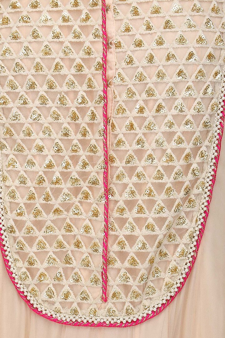Peach embroidered anarkali and churidaar set available only at Pernia's Pop Up Shop.