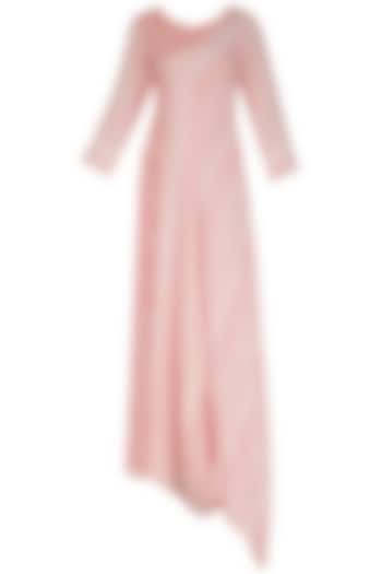 Pink and White Textured Drape Dress by Megha & Jigar