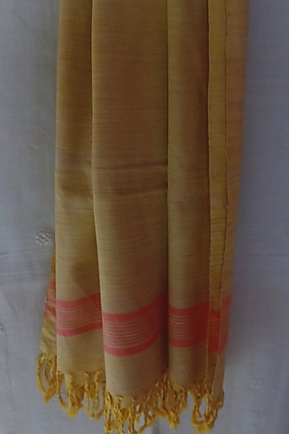 Lemon Yellow Handwoven Dupatta by Manju Kalita Das