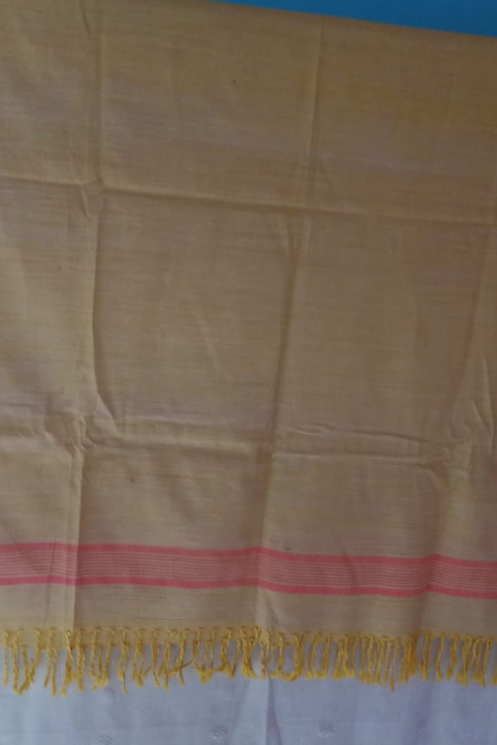 Lemon Yellow Handwoven Dupatta by Manju Kalita Das at Pernia's Pop Up Shop