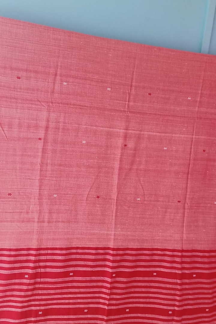 Red Handwoven Cotton Festive Saree by Manju Kalita Das at Pernia's Pop Up Shop