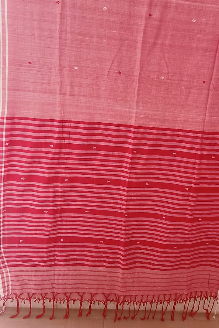 Red Handwoven Cotton Festive Saree by Manju Kalita Das at Pernia's Pop Up Shop