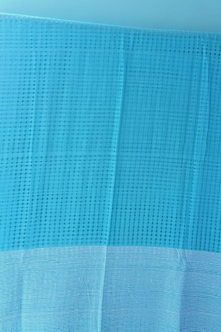 Sky Blue Handwoven Cotton Saree by Manju Kalita Das at Pernia's Pop Up Shop